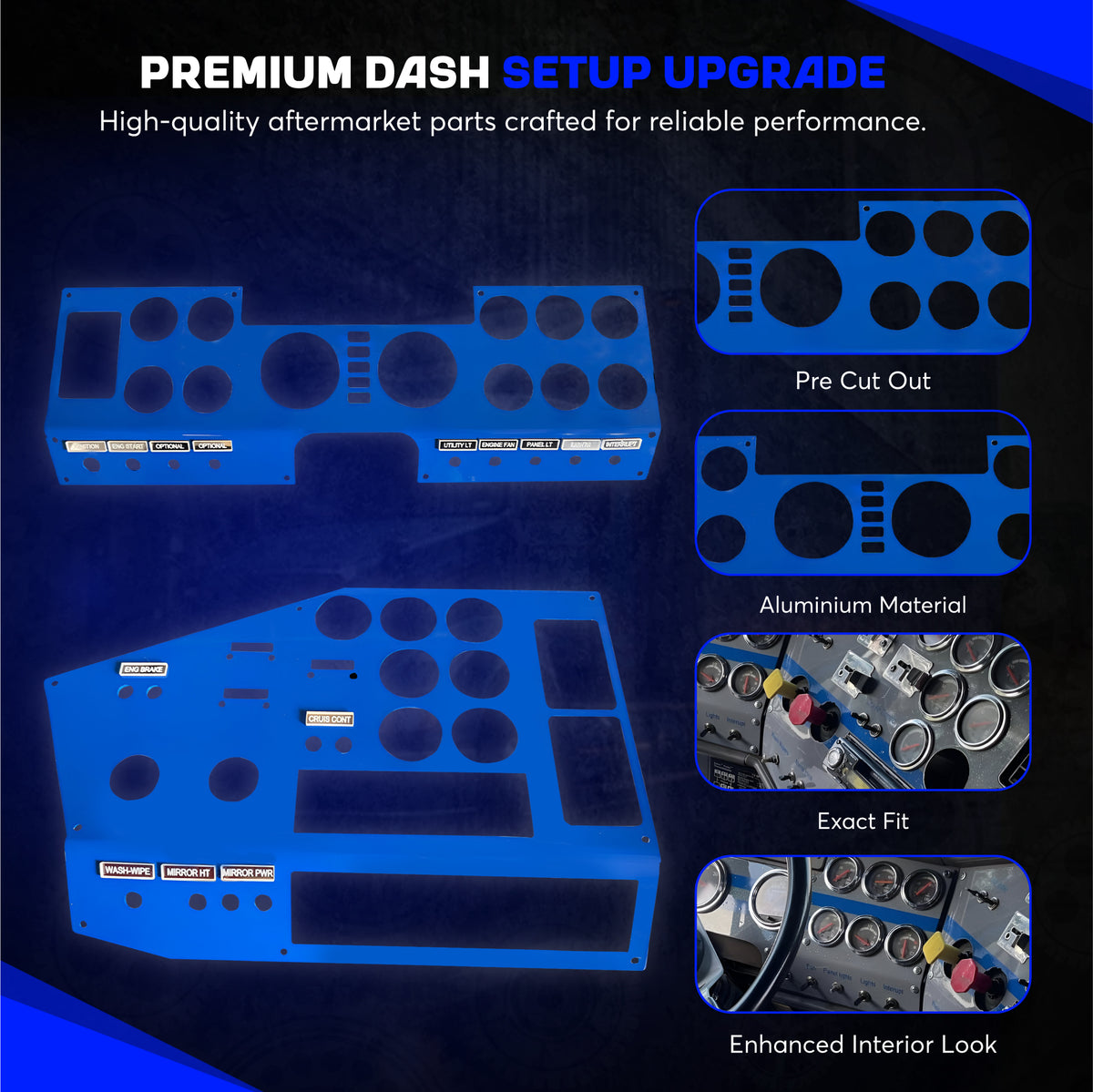 Freightliner Classic FLD Dash Trim Kit | Custom Aluminum