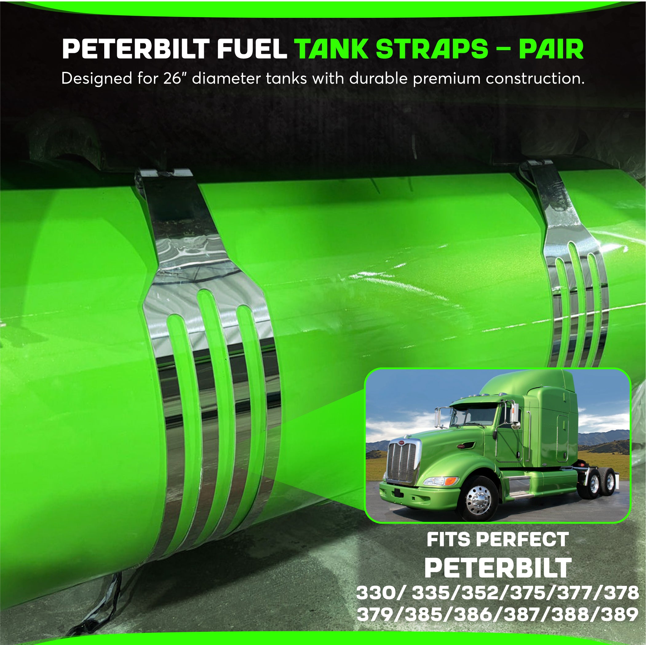 7 Inch Wide Fuel Tank Straps For Peterbilt With 26 Inch Tank