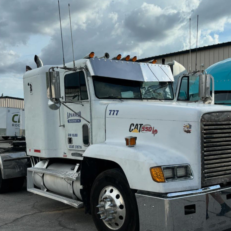 Freightliner FLD Flat Top Visor 13 inches Stainless Steel