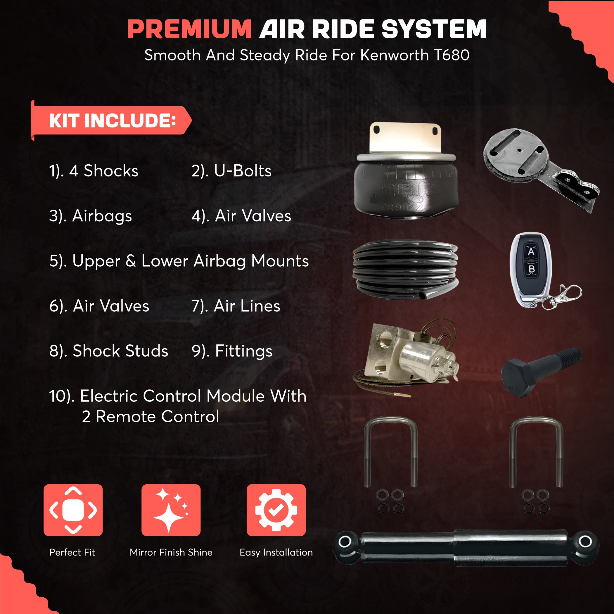 Air Ride Kit Compatible with Kenworth T680