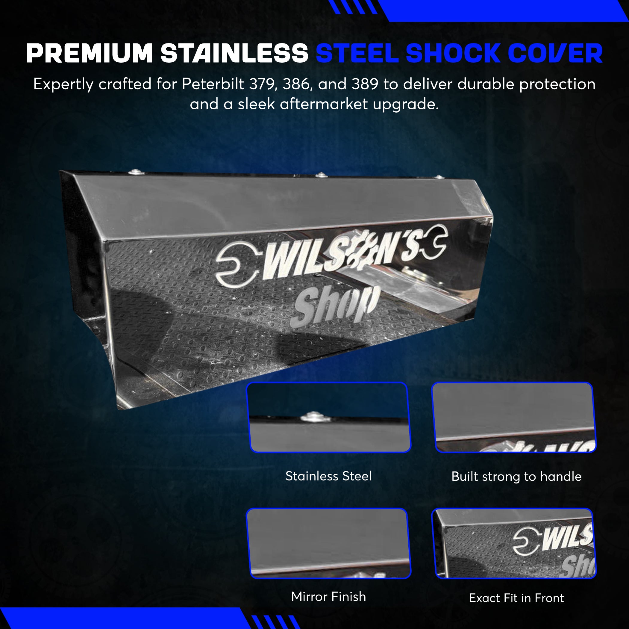 Custom Sleeper Shock Box Cover For Peterbilt 379, 386, 389 Stainless Steel