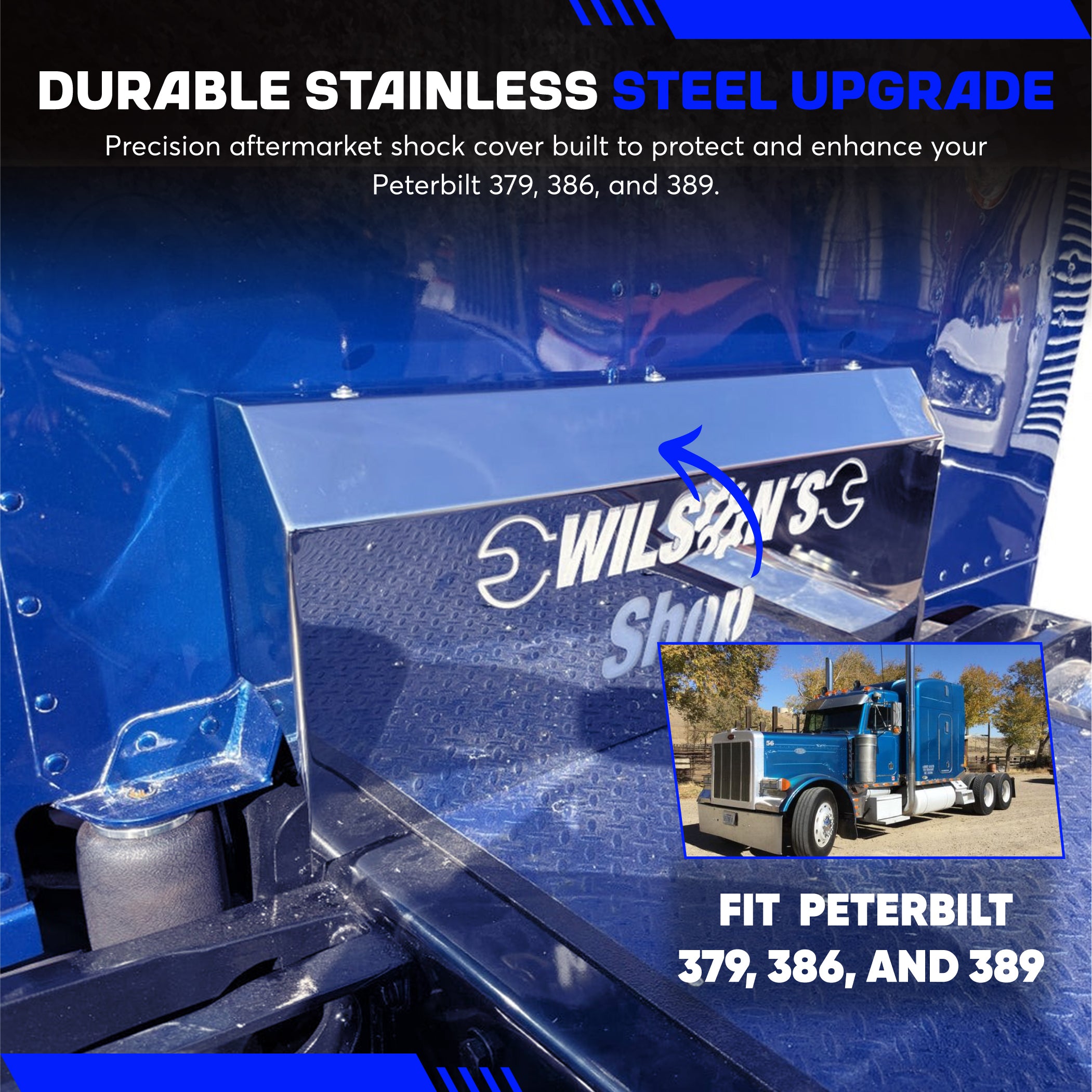 Custom Sleeper Shock Box Cover For Peterbilt 379, 386, 389 Stainless Steel