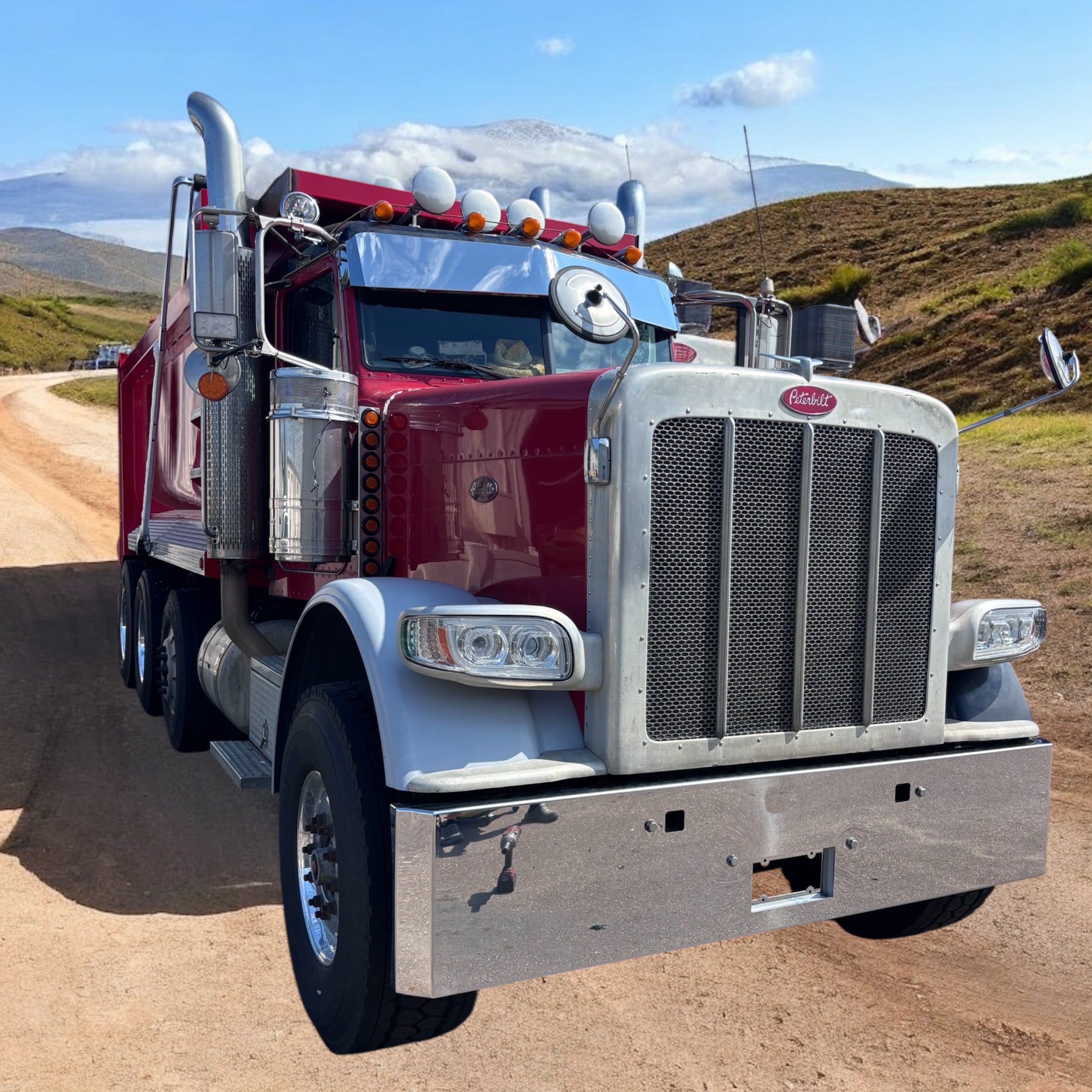 Peterbilt 389 388 365 Straight mount Buzzard Bumper W/ 4 Inch Ends  Mirror Finish Made In USA