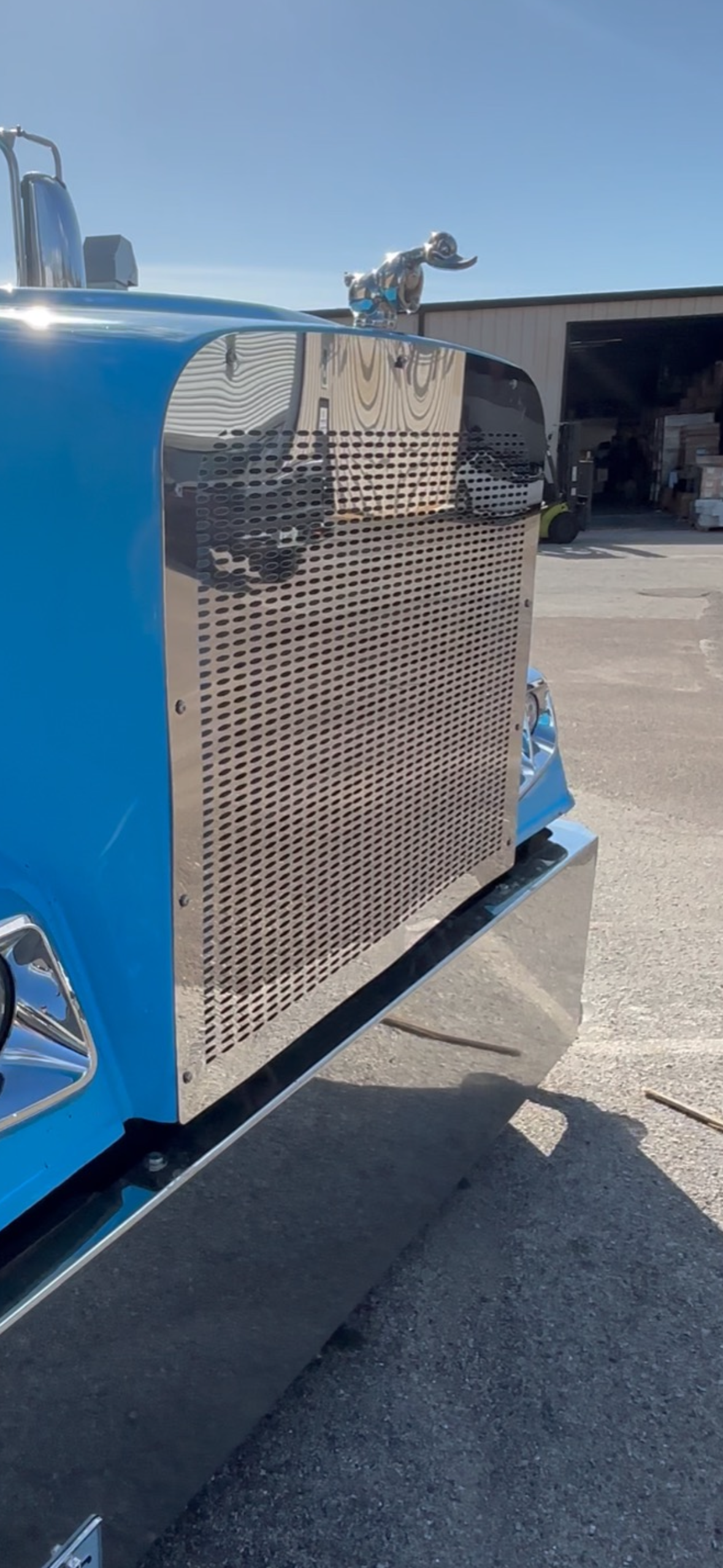 Freightliner Classic, XL Stainless Steel grill over hood style