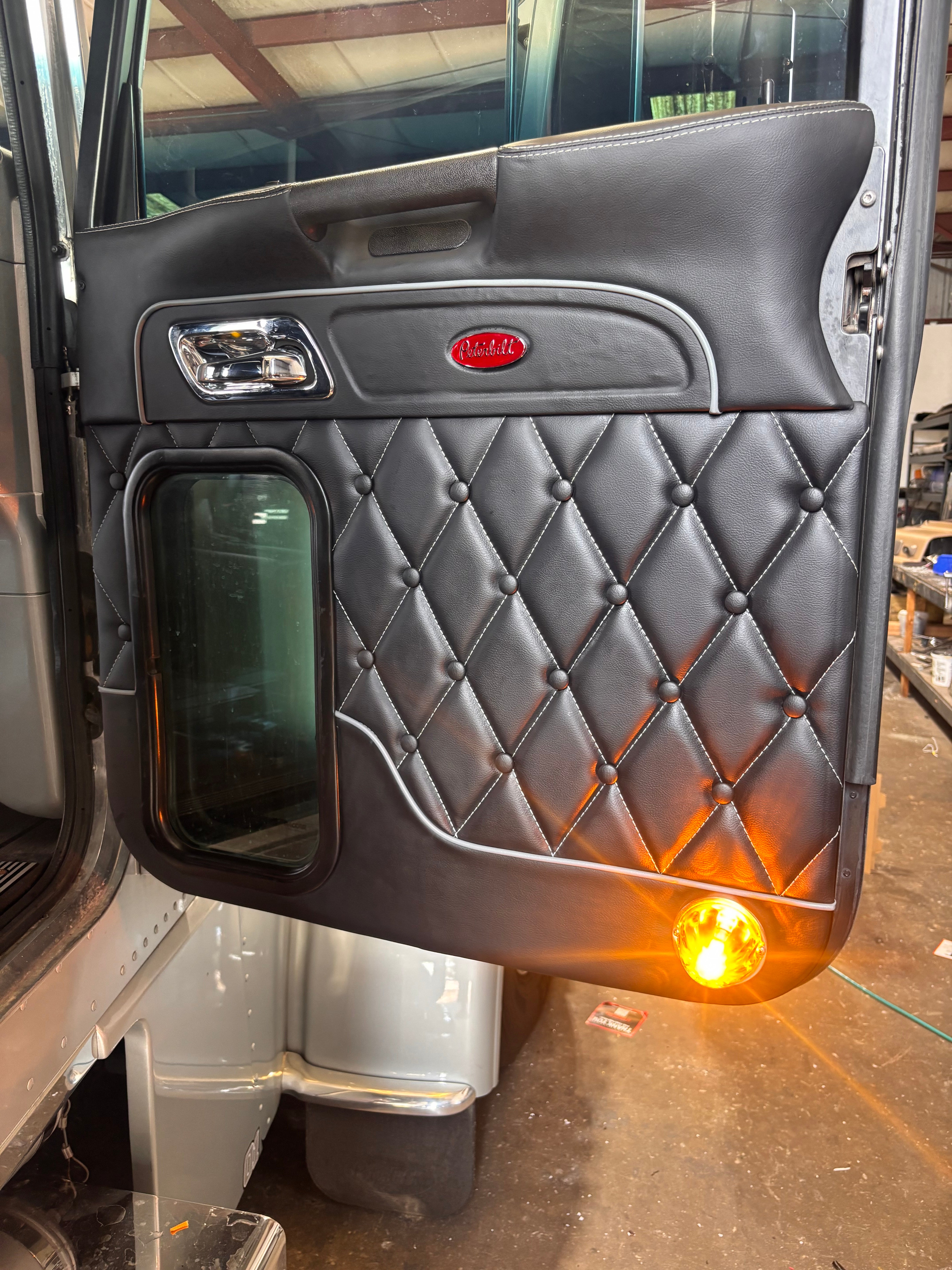 Peterbilt 386, 388 & 389 Leather Full Door Panel SET old school style