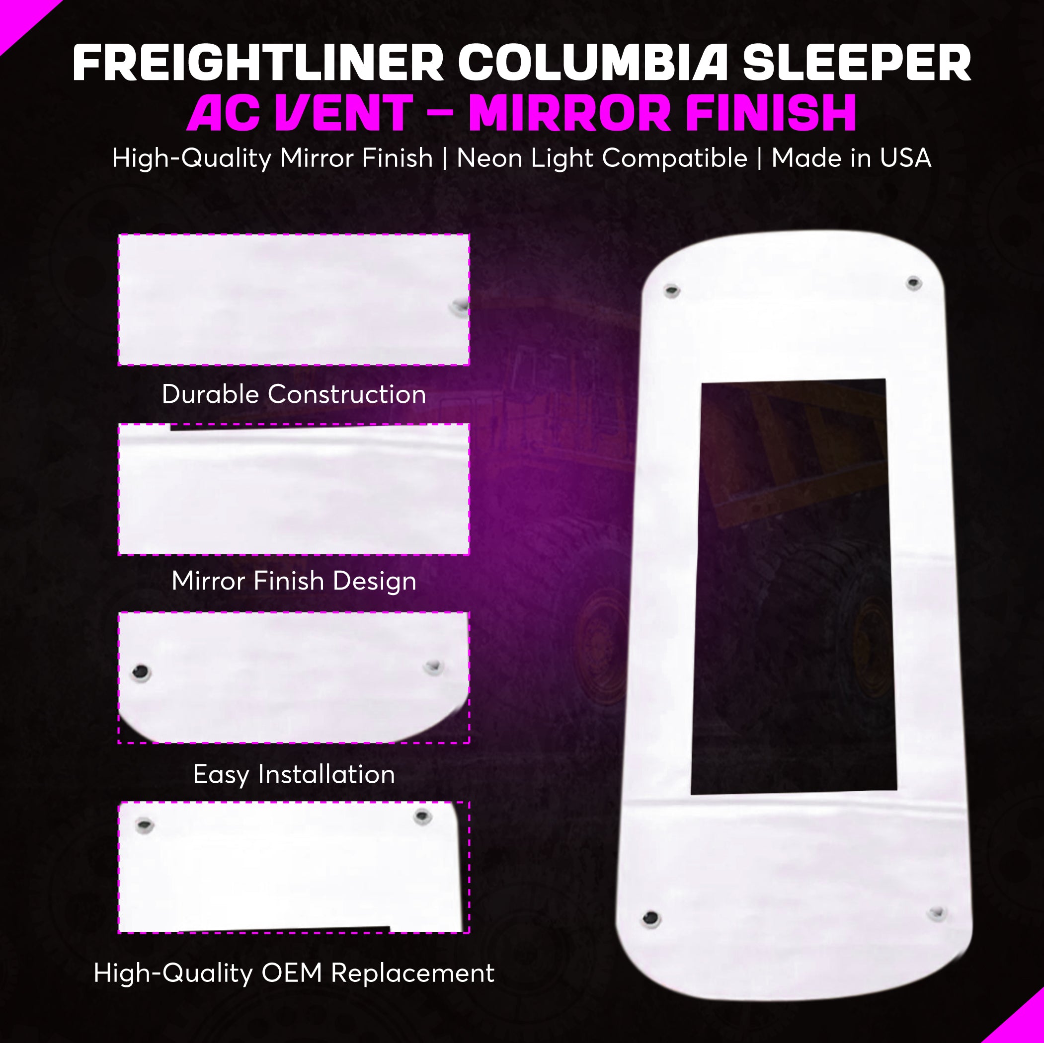 Freightliner Columbia Sleeper AC Vent Trim Panel Exact Replacement