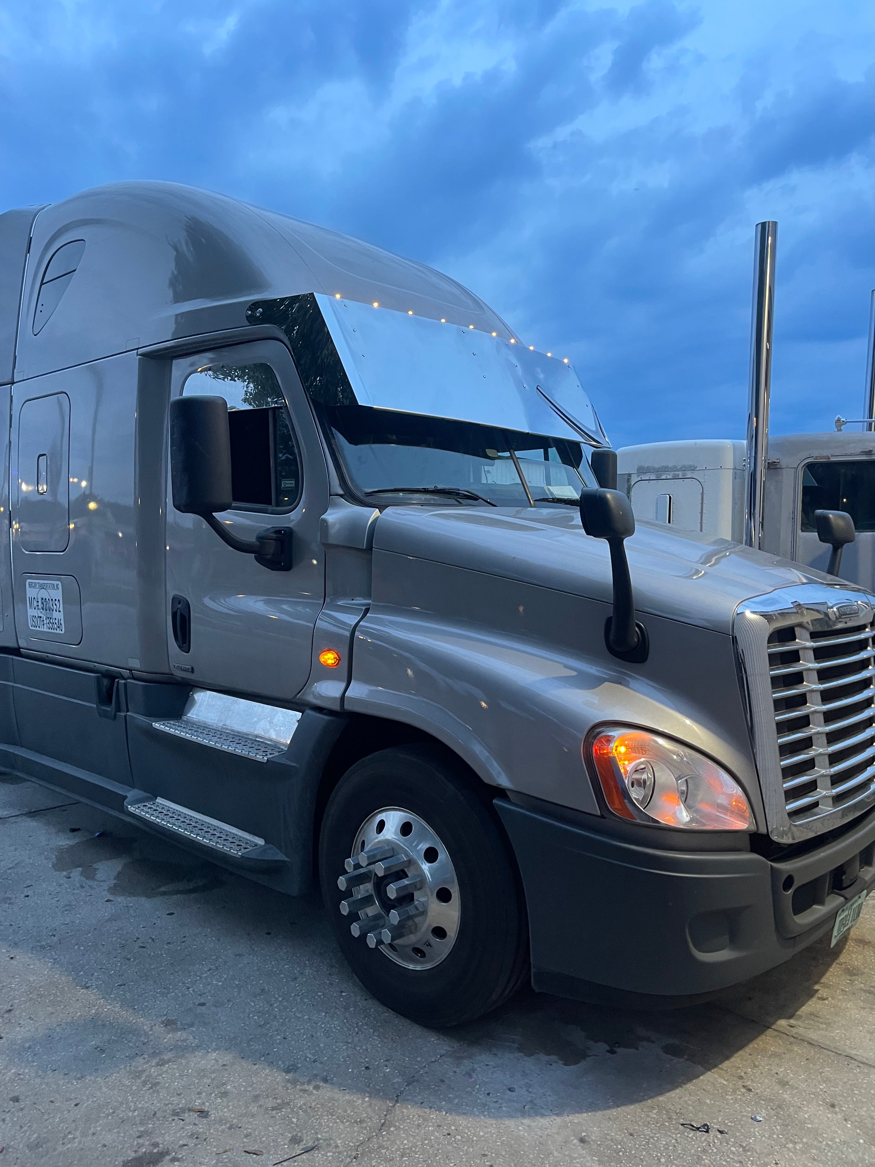 Freightliner Cascadia Visor Stainless Steel 18, 20 and 22 Inches