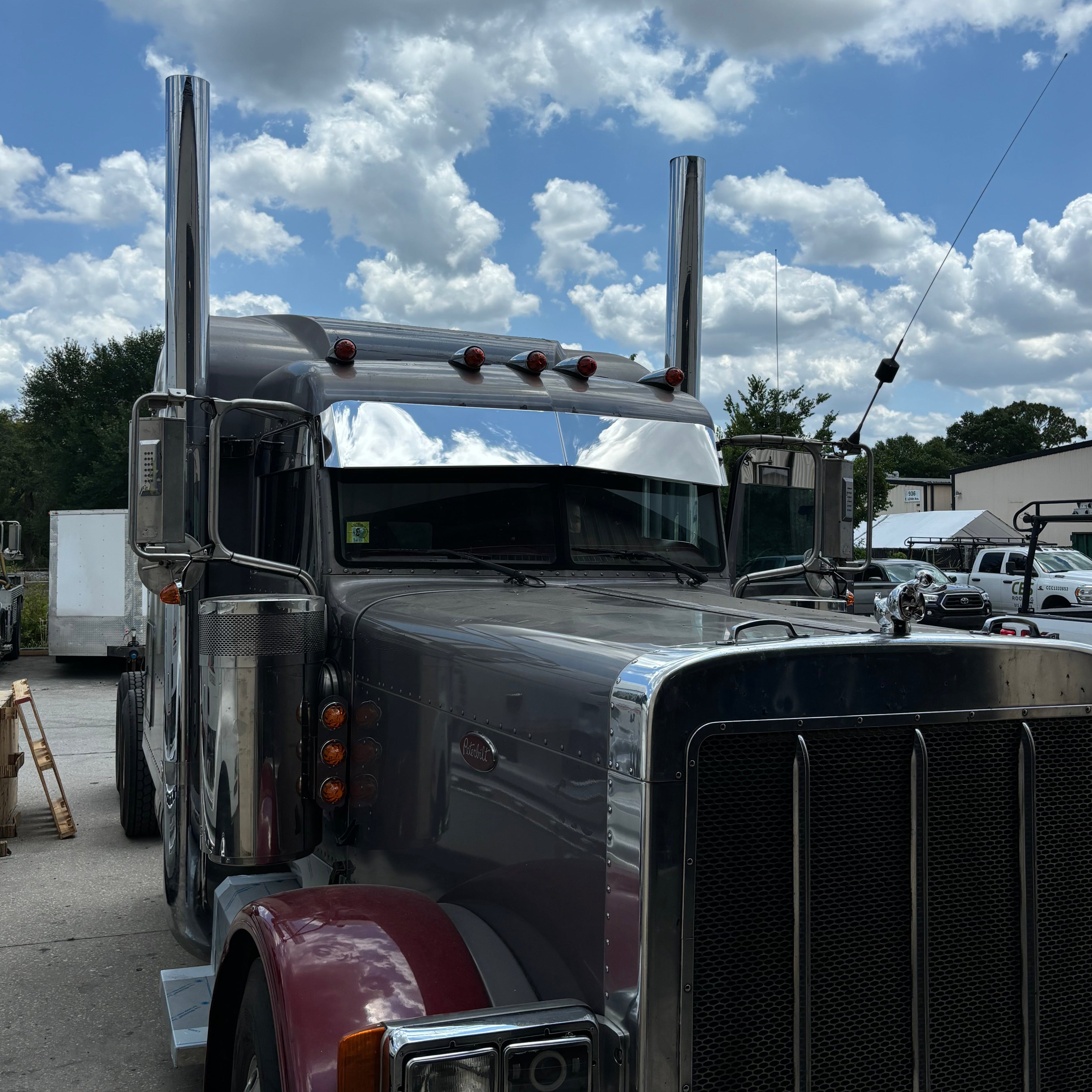 Peterbilt Visor 11 inch Straight for 379 389 388 386 2007 and Up