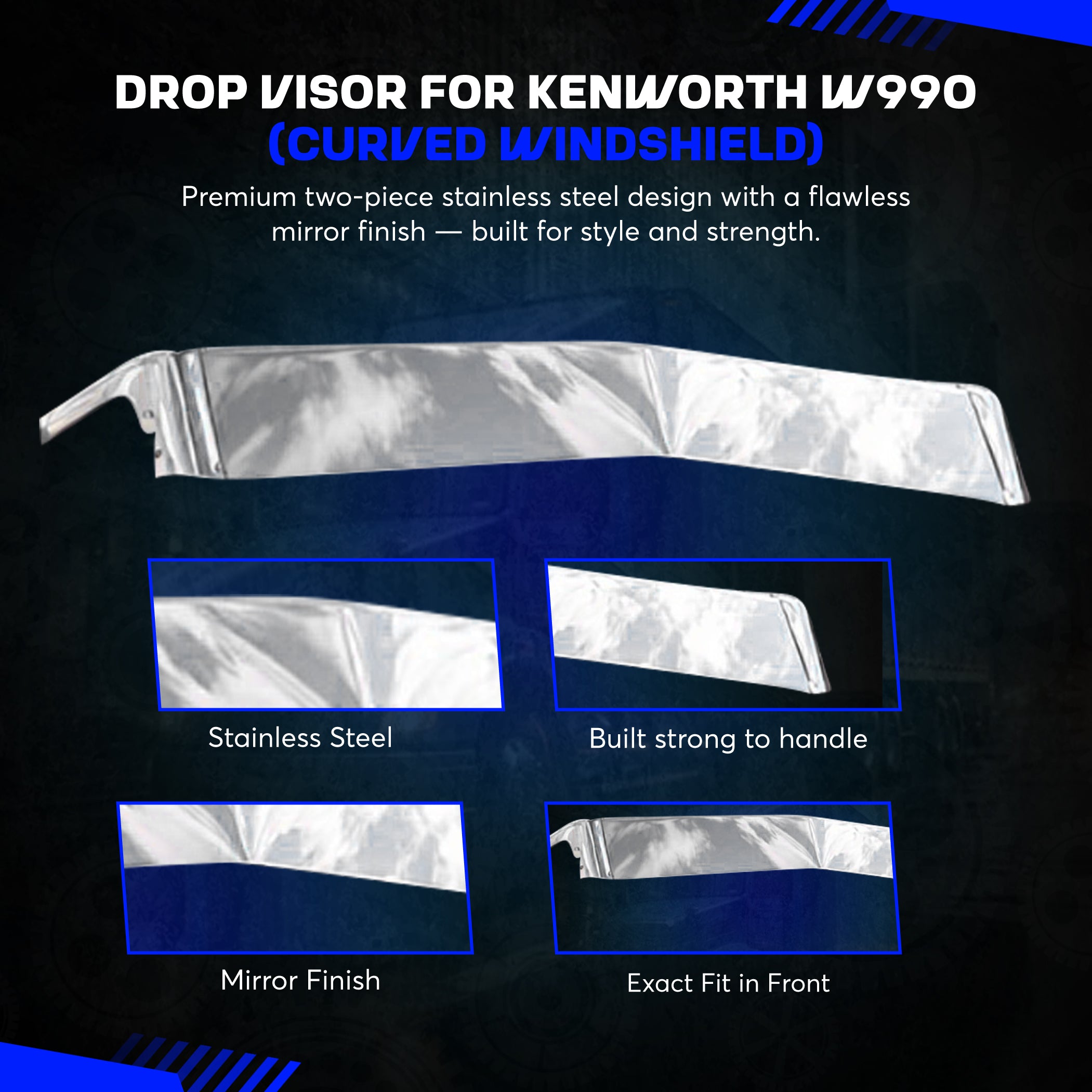 Kenworth w990 14 inch visor compatible with w990