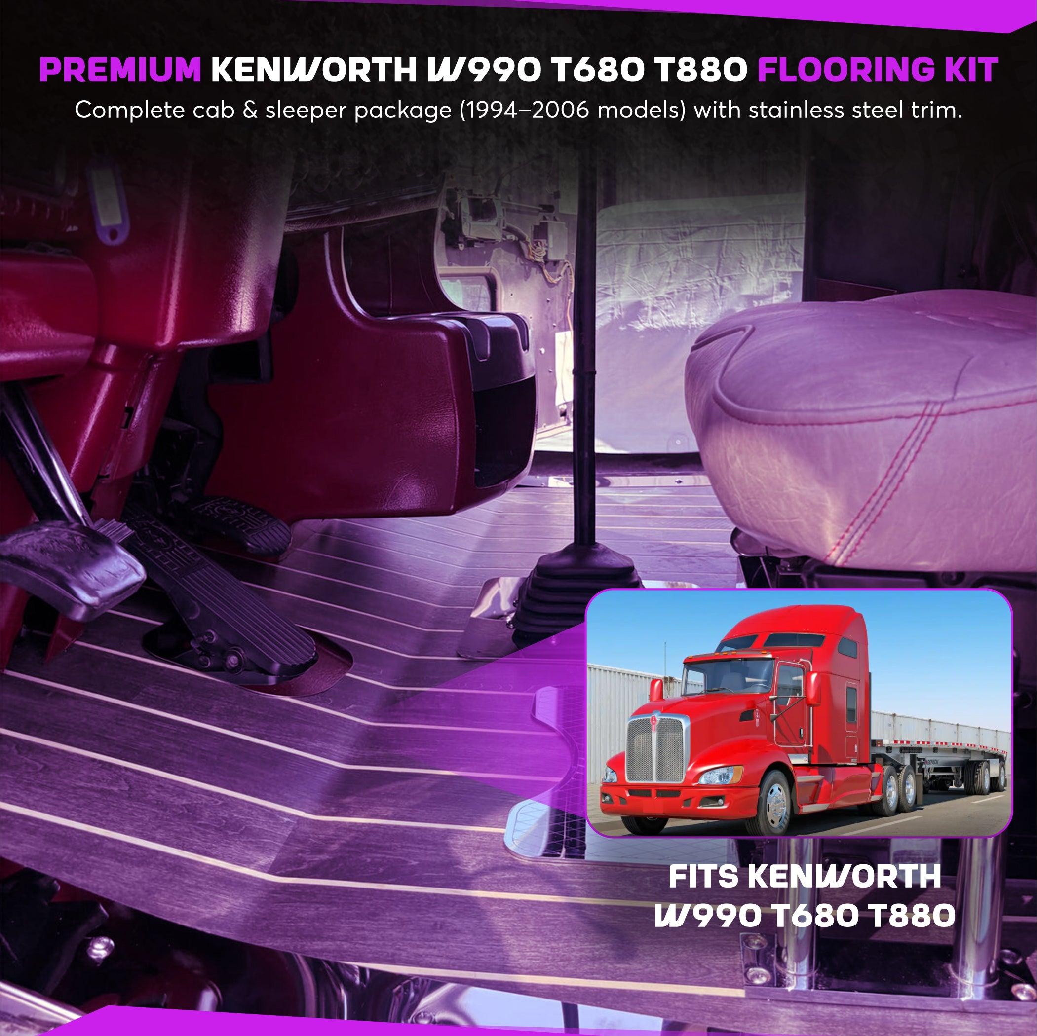 Marine floors compatible with. Kenworth w990 t680 t880 day cab