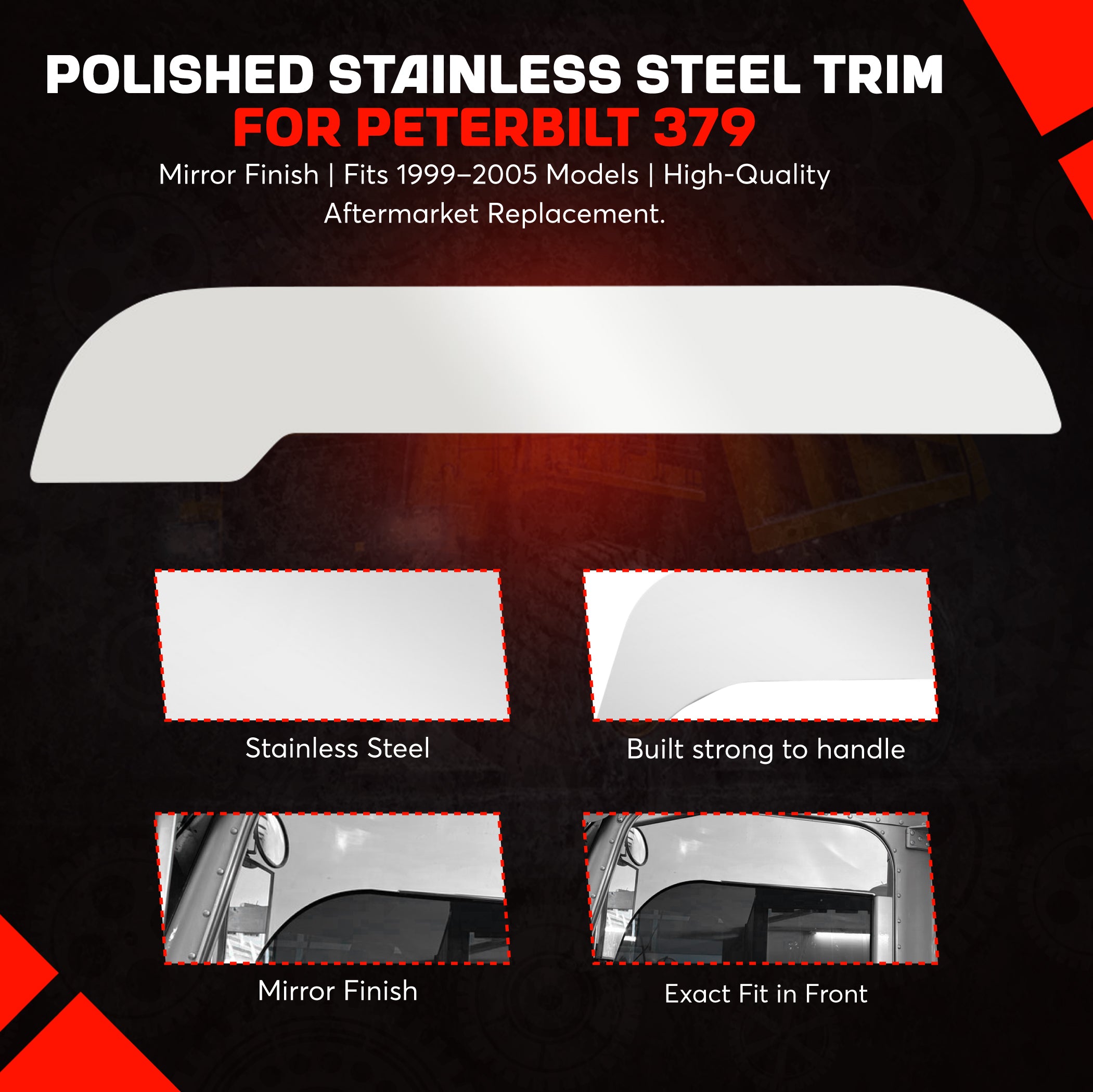 Peterbilt 379 99and up 6 Inch MS Style Window Chops Set