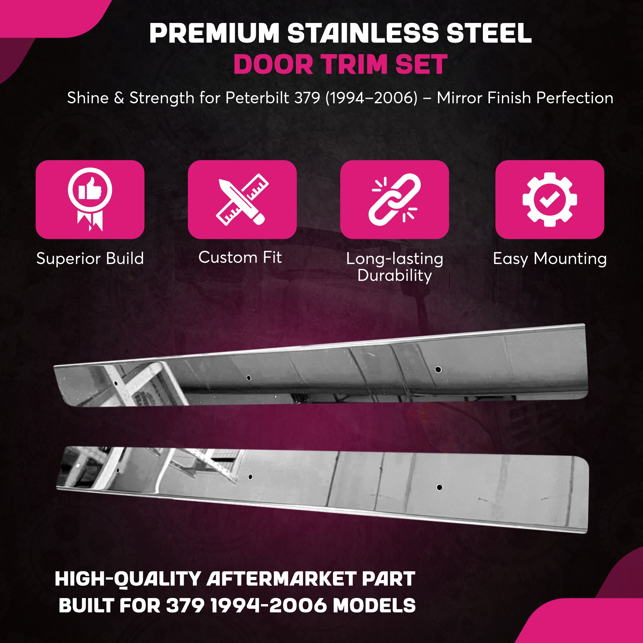 Peterbilt 379 1994-2006 Door Trim Set 3 Inches