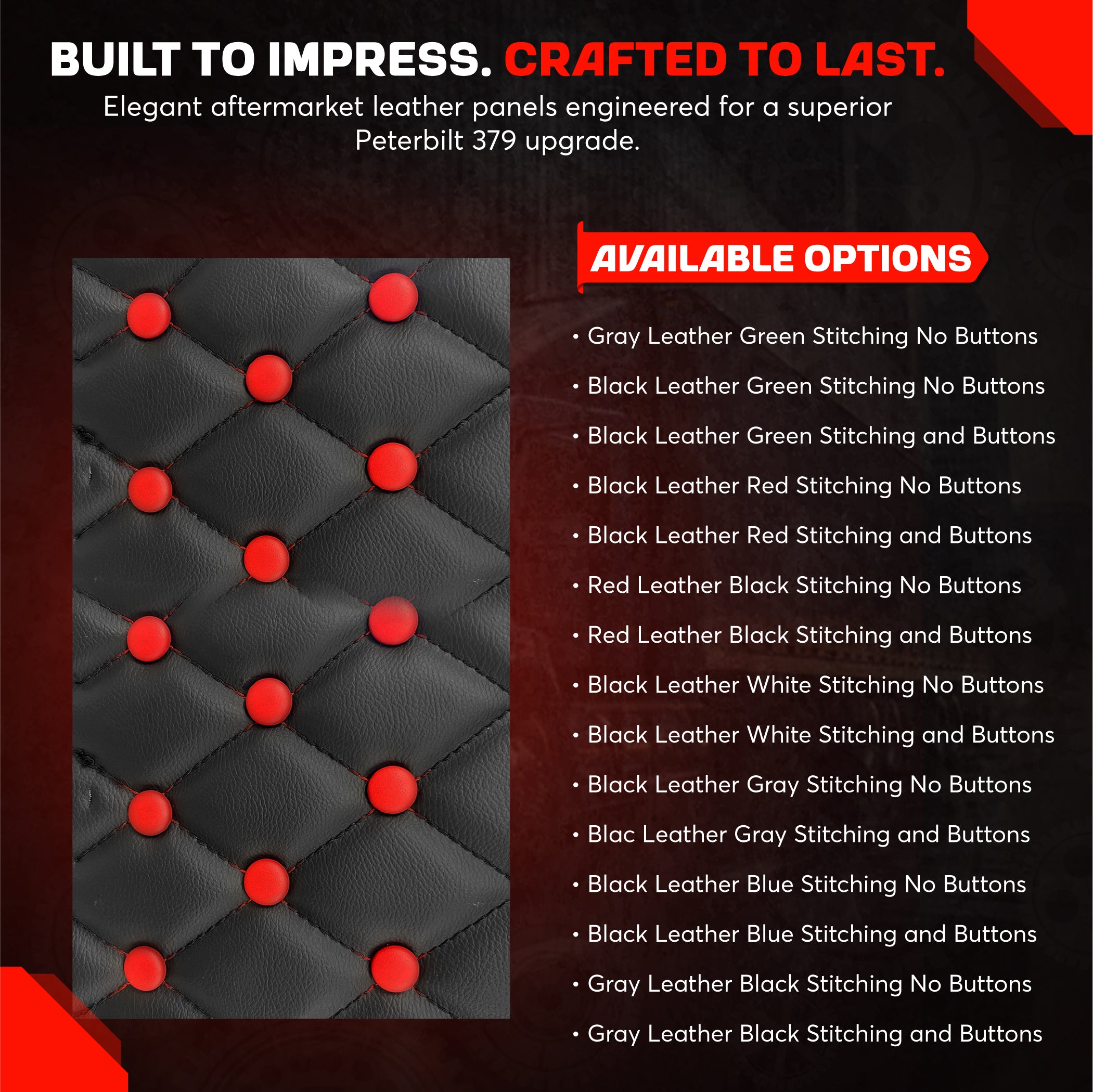 Peterbilt 379 Leather Full Door Panel SET