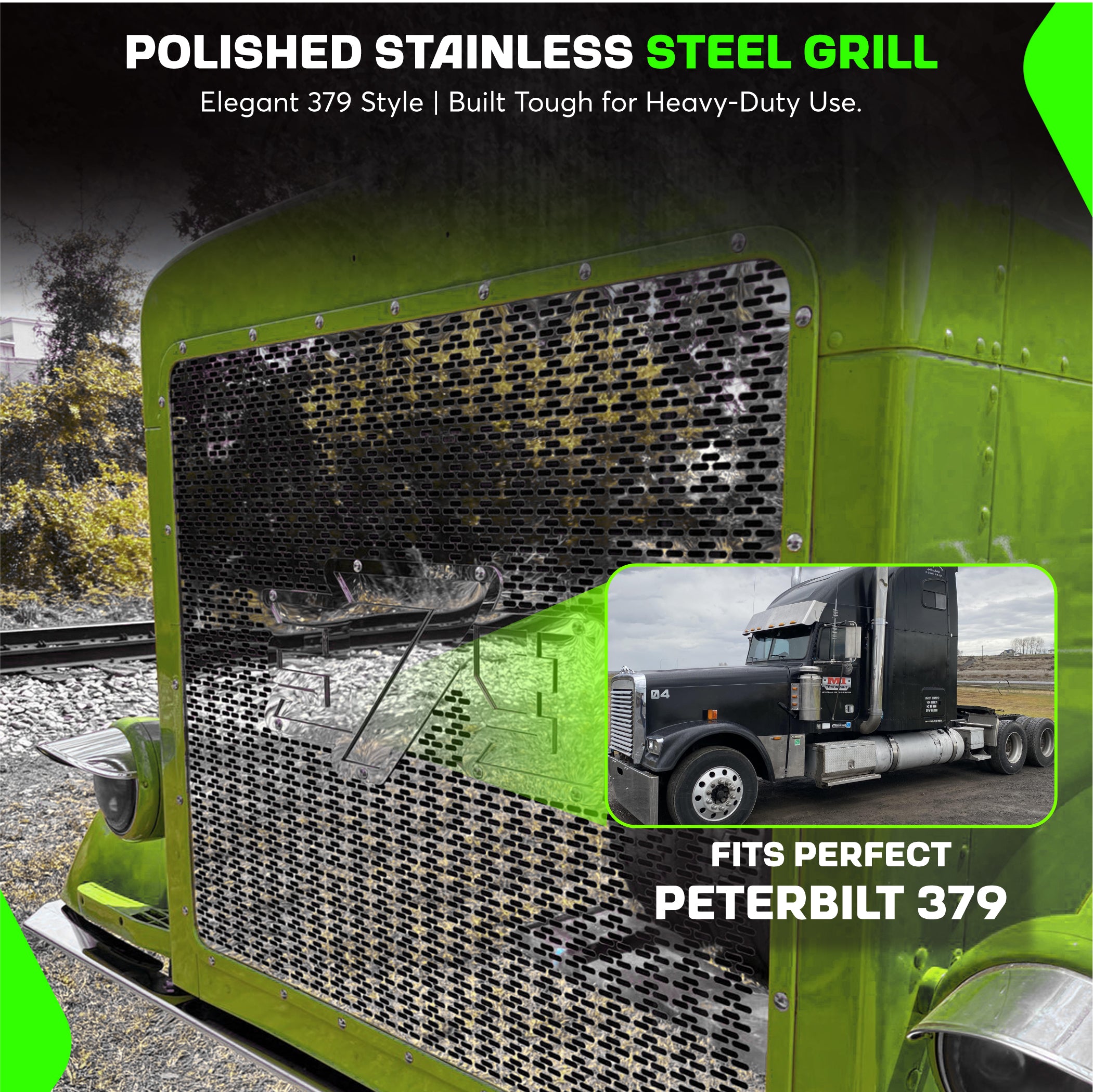 Peterbilt 379 Stainless Steel Grill   379 style