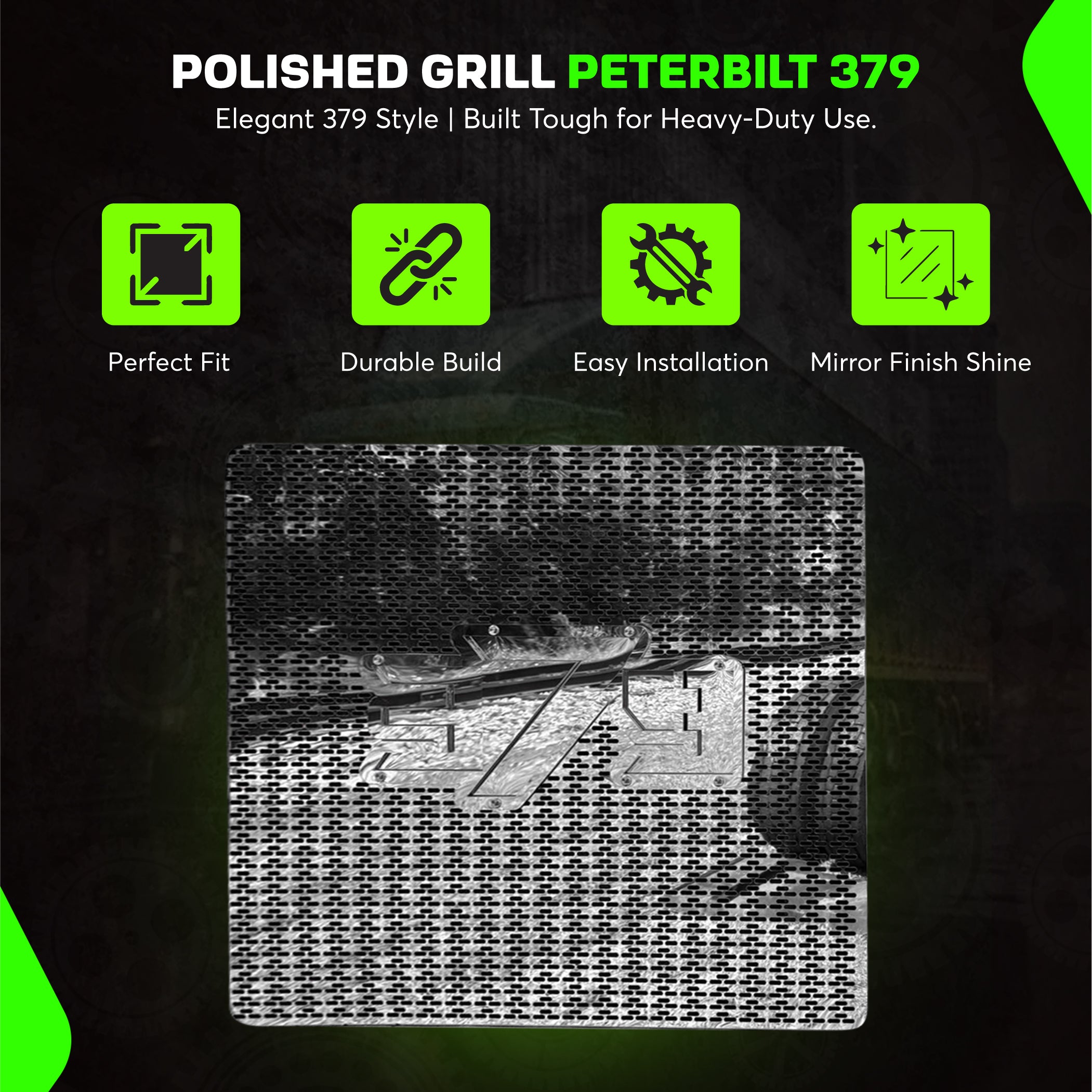 Peterbilt 379 Stainless Steel Grill   379 style