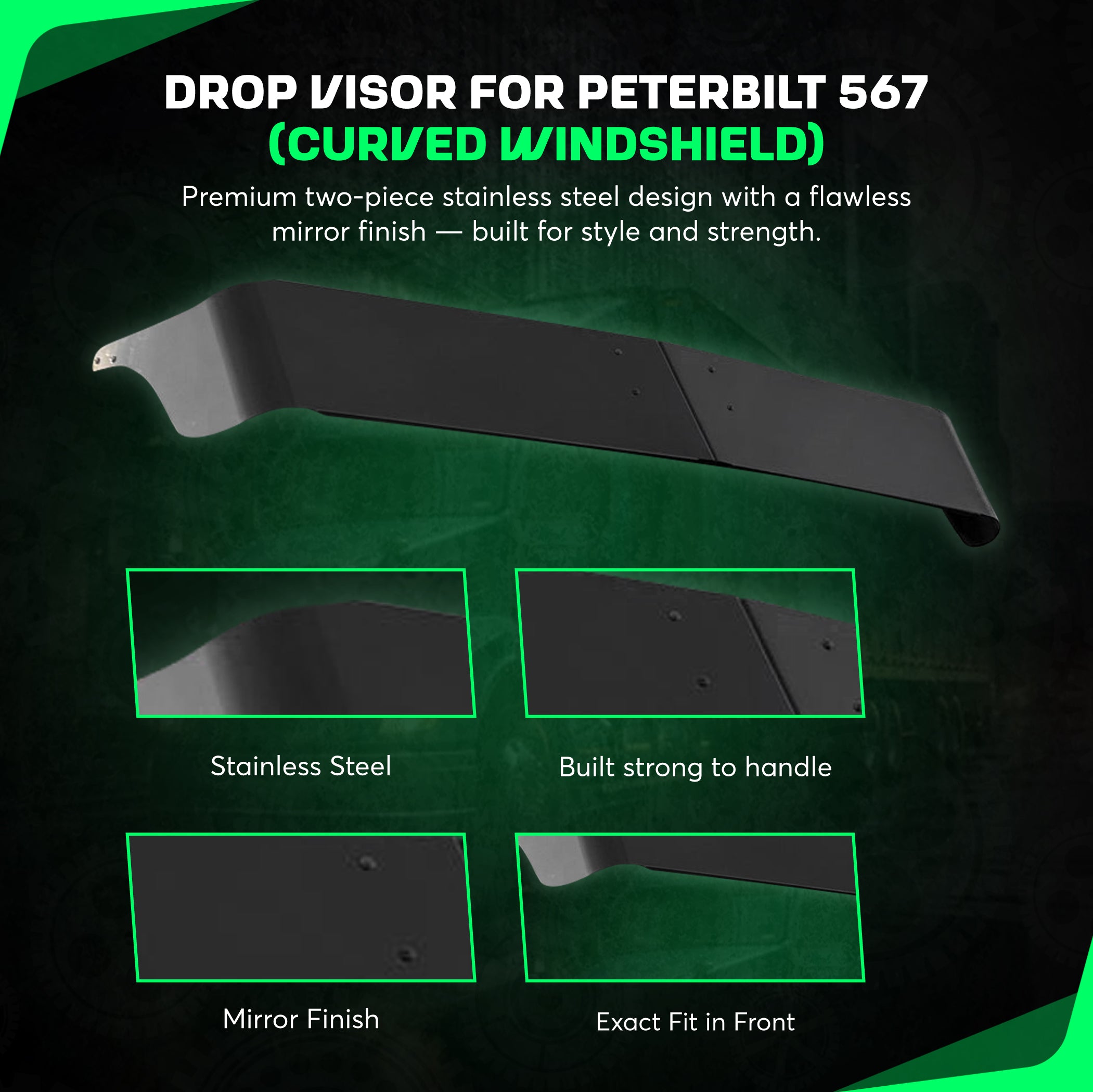 Peterbilt 567 day cab visor 12 inches