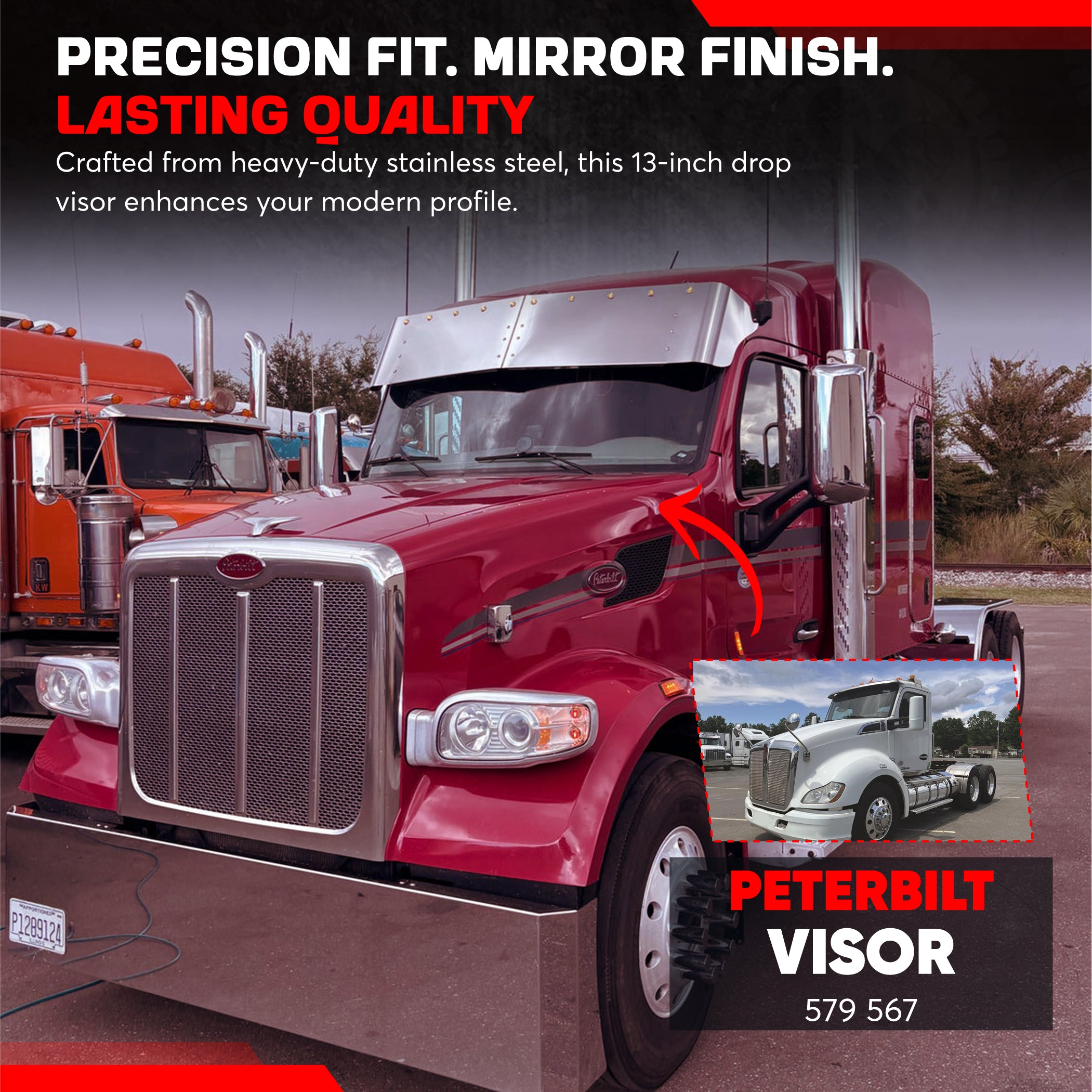 Peterbilt Visor 16 inch Straight peterbilt 579 567