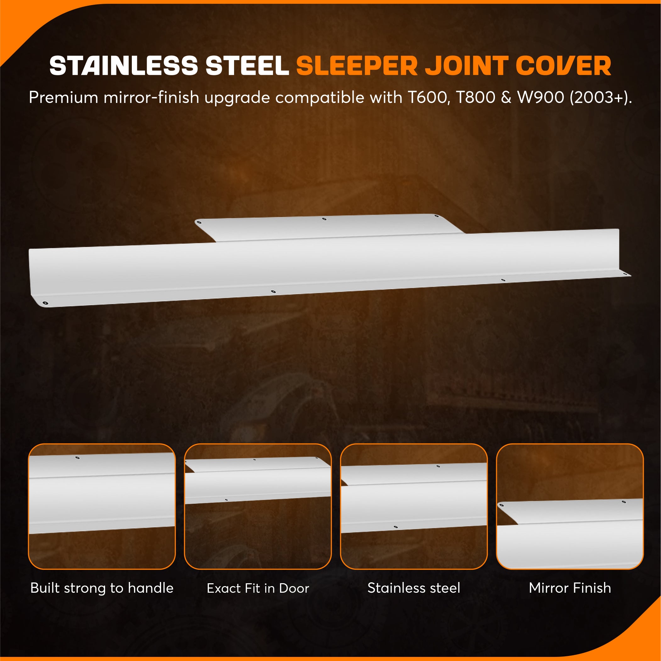 Sleeper Joint Cover Stainless Steel Compatible with Kenworth T600, T800 & W900