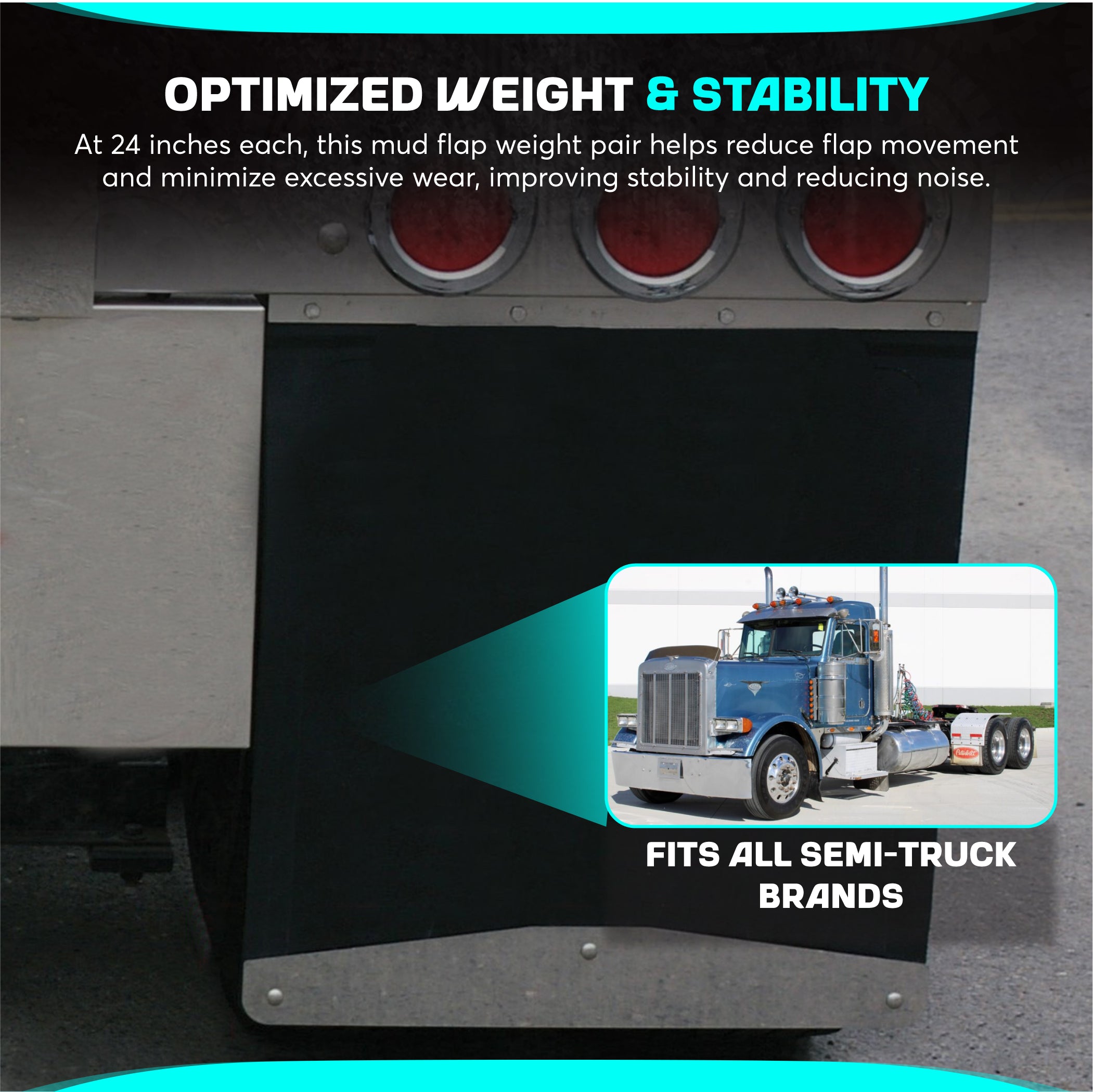 Stainless Steel 24 Inches Bottom Mud Flap Weight Pair Universal Fit