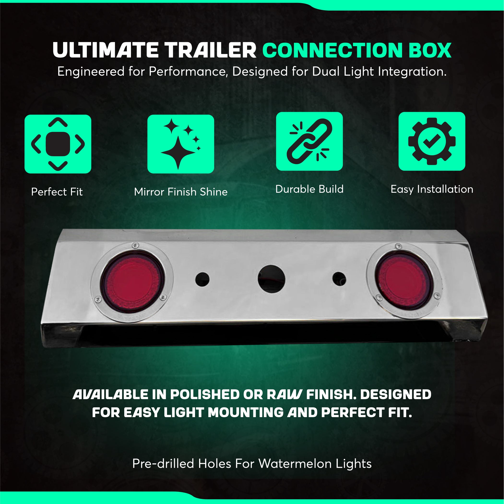 Step Deck Airline With 2 - 4 inches Lights Holes Stainless Steel | Lights Not Included | Universal Fit