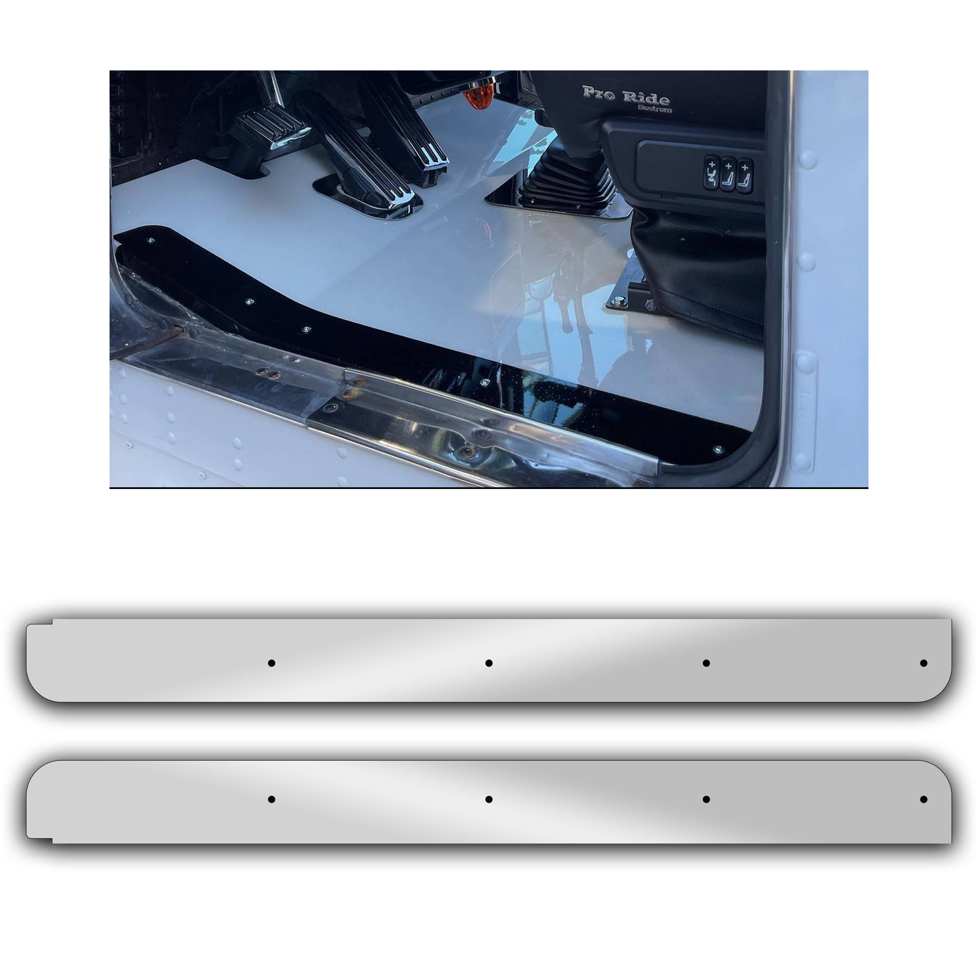 Kenworth Stainless Steel Door Window Shades – Fits W900, T600, T660, T680, T800 (TK-1401)