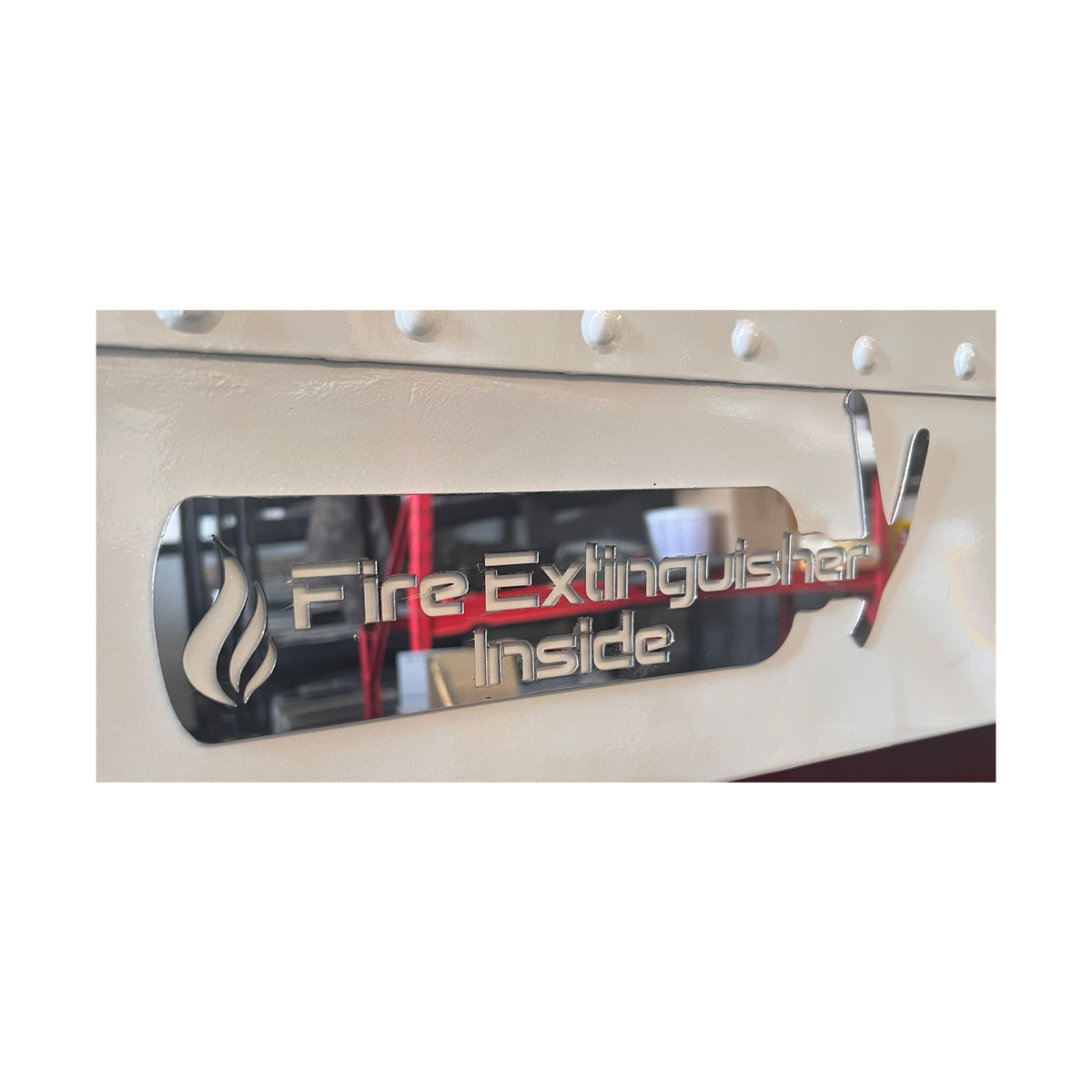 Fire Extinguisher Inside Truck Stainless Steel Decal